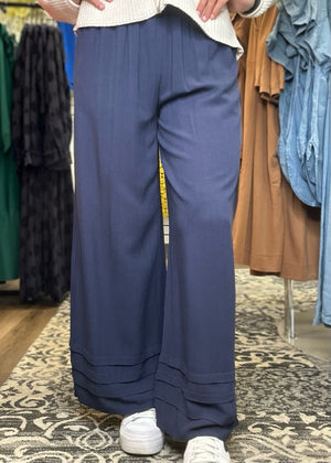 Navy Wide Leg Pants - B3 Boutique, LLC