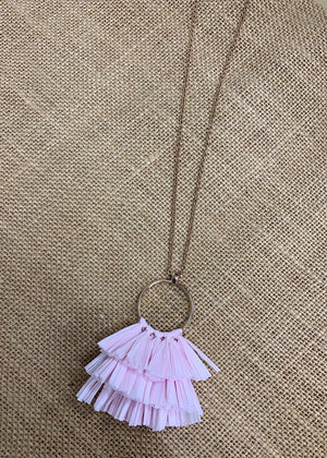 Pink Tassel Necklace with Gold Studs Set - B3 Boutique, LLC