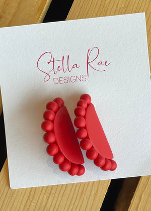 Red Beaded Hand Made Earrings - B3 Boutique, LLC