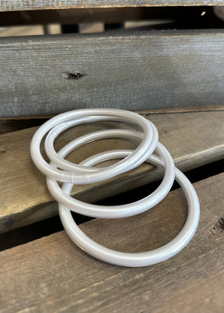 White Jelly Bangle Bracelet w/gold detail - B3 Boutique, LLC