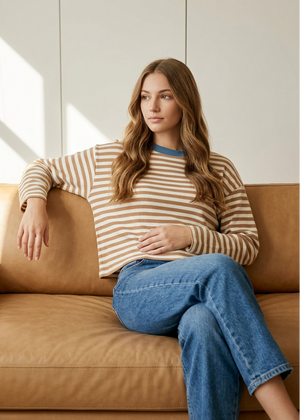Tan Color Block Top