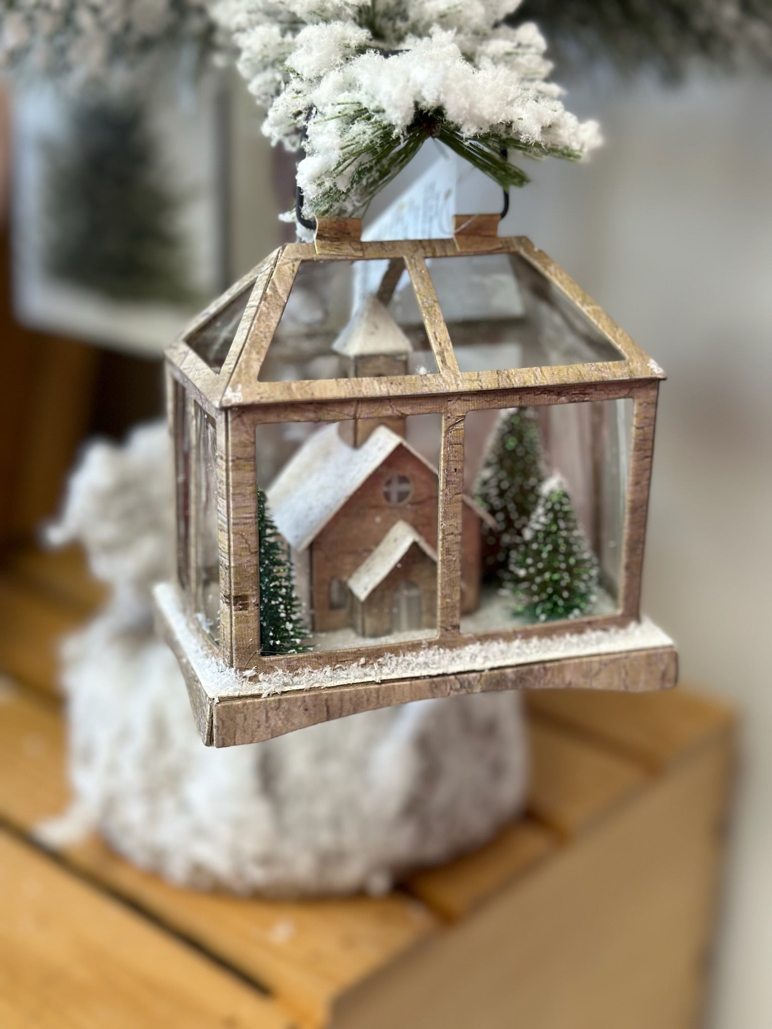 snowy lighted terrarium ornament - B3 Boutique, LLC