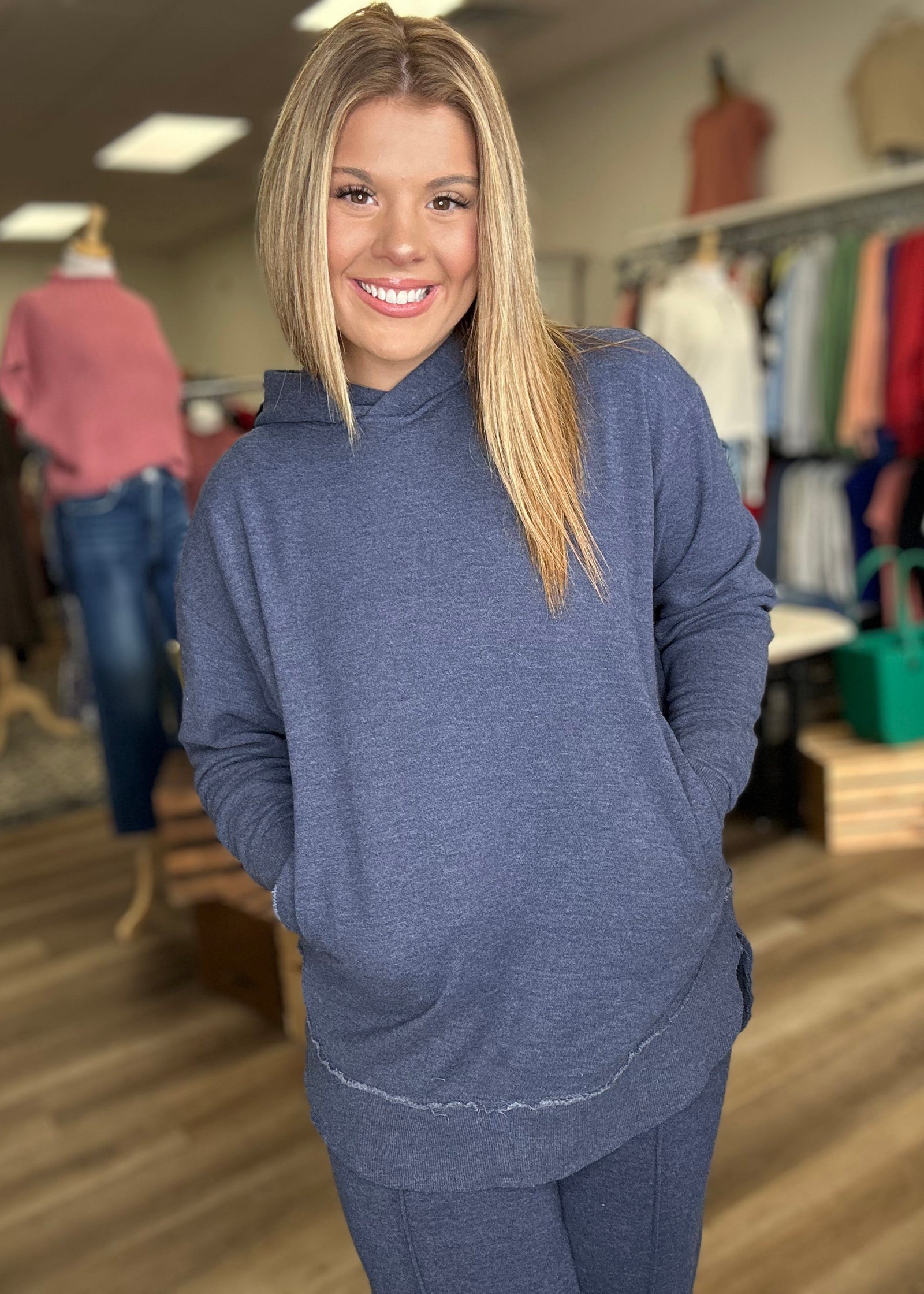 Navy Royce Hoodie - B3 Boutique, LLC