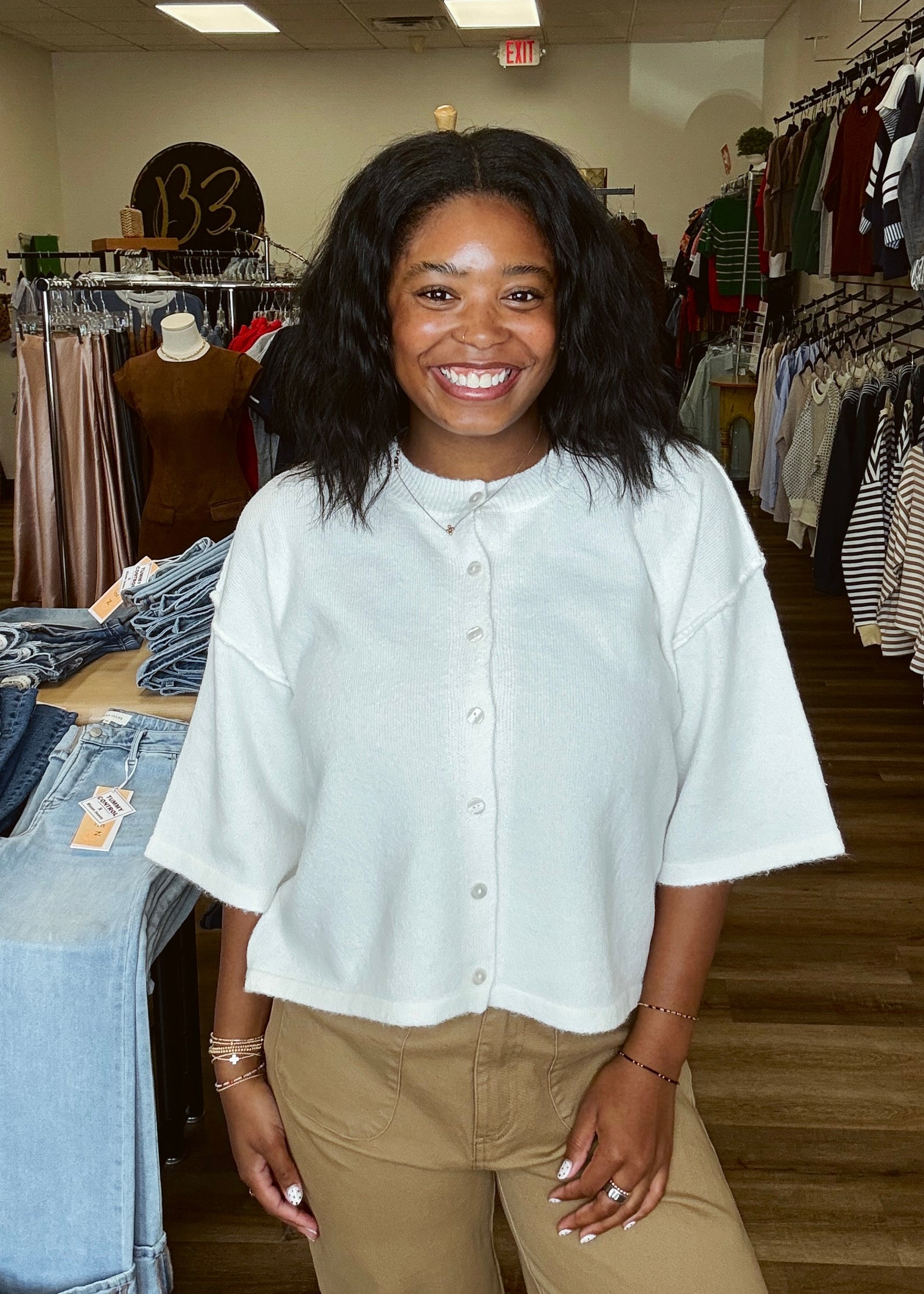 Whip Cream Short Sleeve Cardi