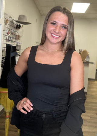 Black Square Neck Tank - B3 Boutique, LLC