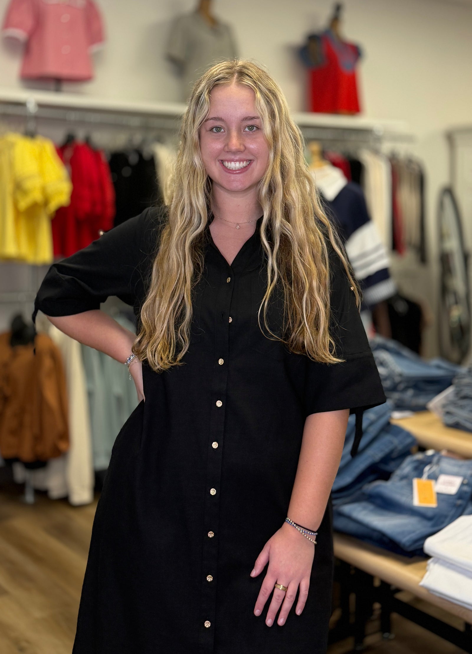 Black Maxi Button Front Dress - B3 Boutique, LLC