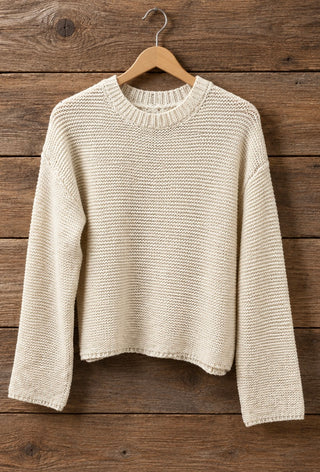 Cream Textured Knit Sweater