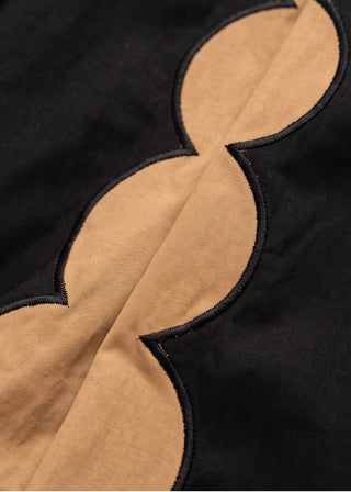 Black and Camel Scallop Top