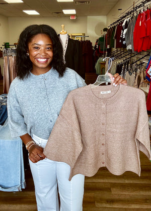Heather Gray Short Sleeve Cardi
