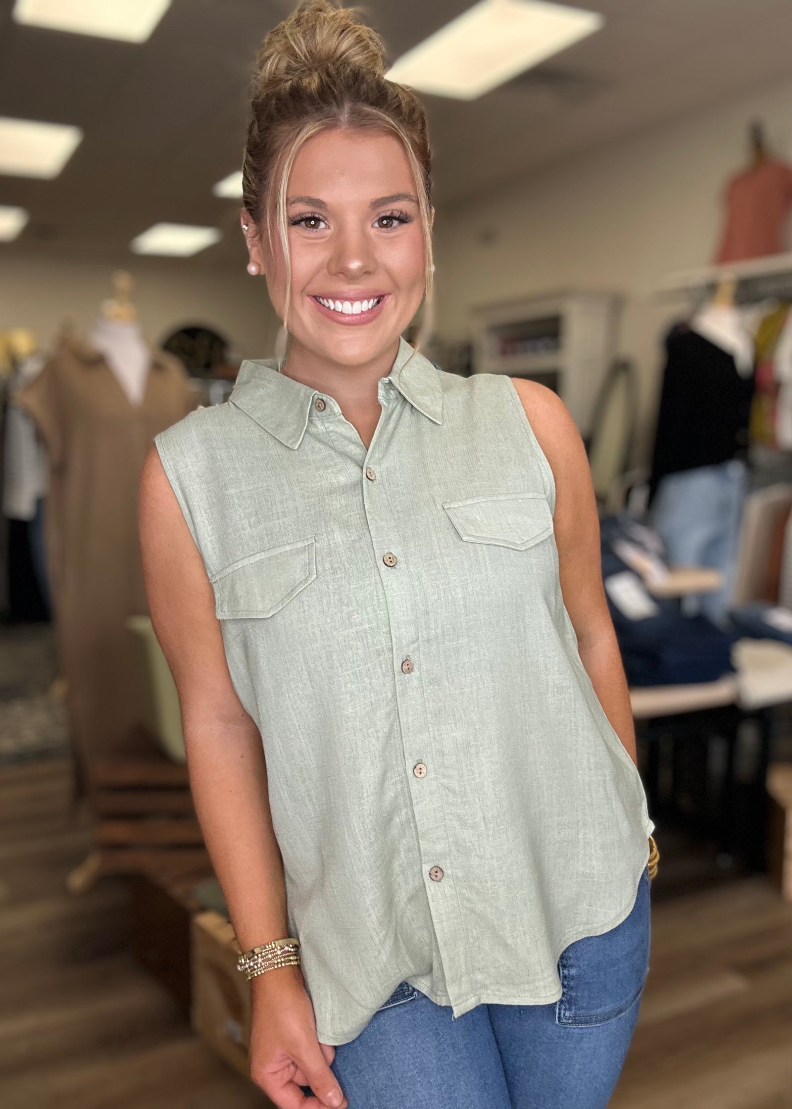 Sleeveless in Olive - B3 Boutique, LLC