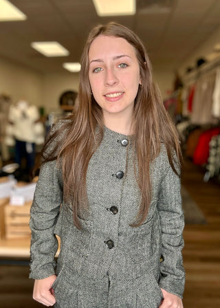 Woven Button Down Cropped Blazer - B3 Boutique, LLC