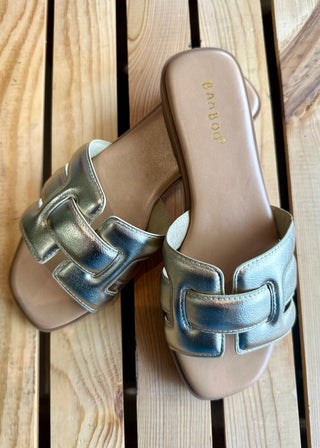The Flint Gold Strap Sandal - B3 Boutique, LLC