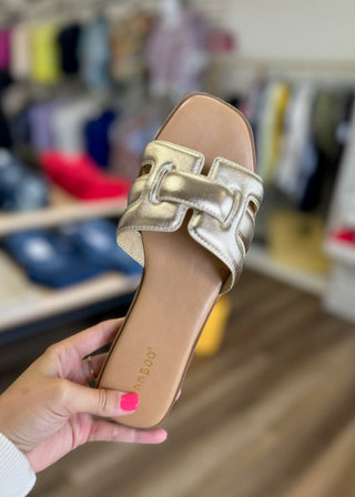 The Flint Gold Strap Sandal - B3 Boutique, LLC