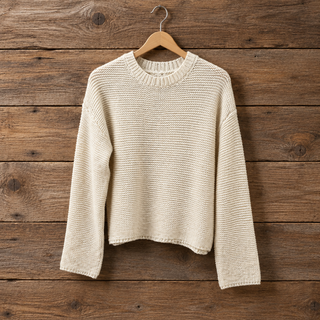 Cream Textured Knit Sweater