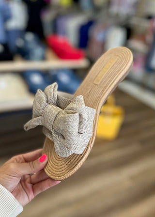The Athena Burlap Slide - B3 Boutique, LLC