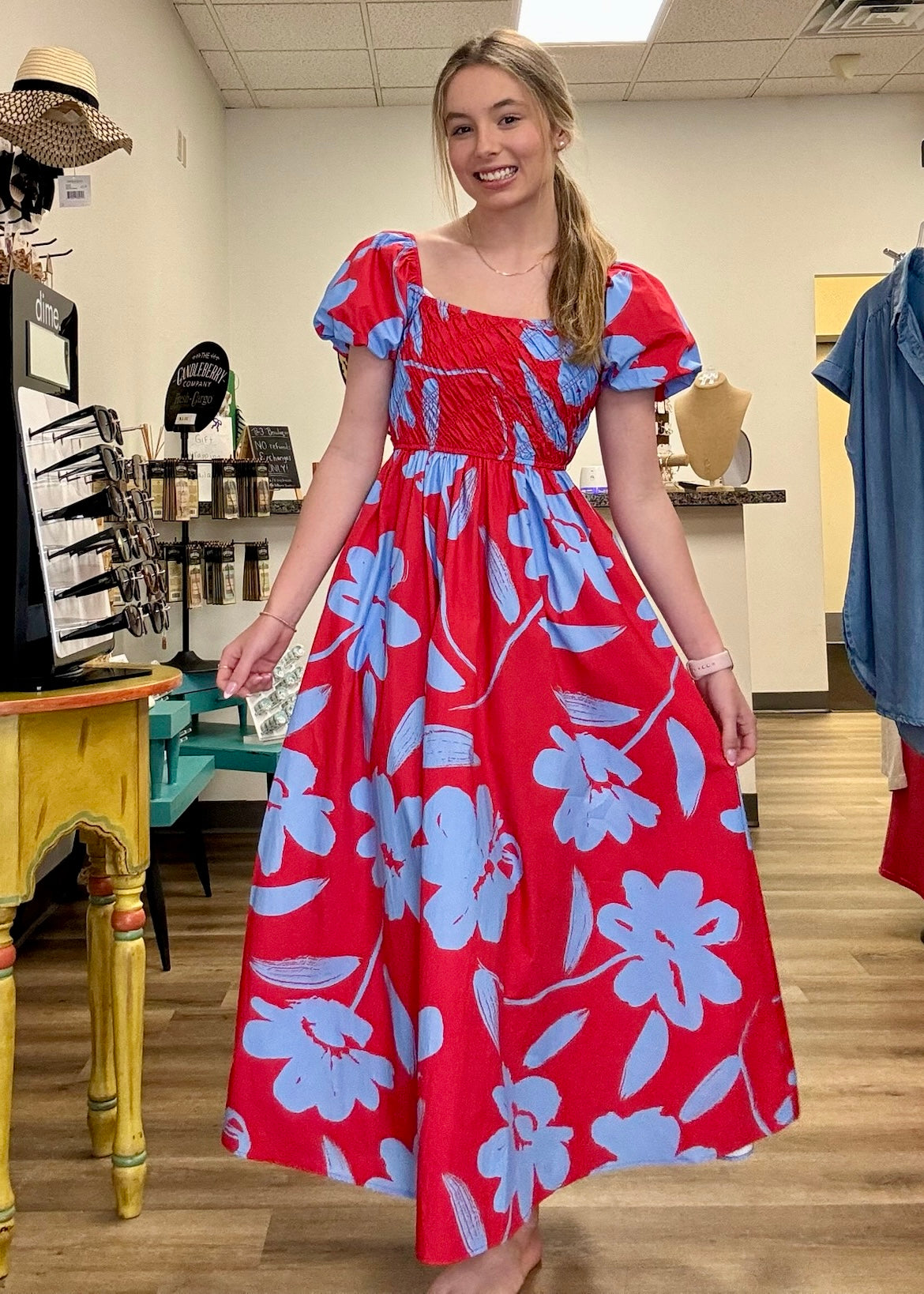 Poplin Floral Print Dress - B3 Boutique, LLC