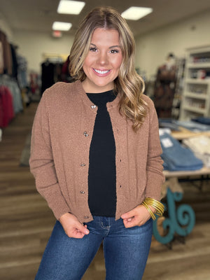 Knitted Cardigan W/Bow Buttons