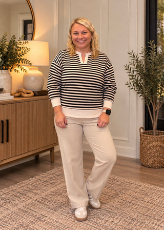 Black and Oatmeal Stripe Knit