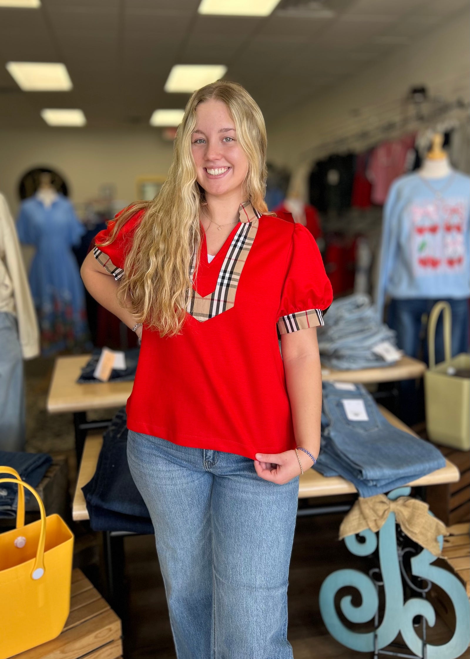 Tomato Red S/S Top - B3 Boutique, LLC