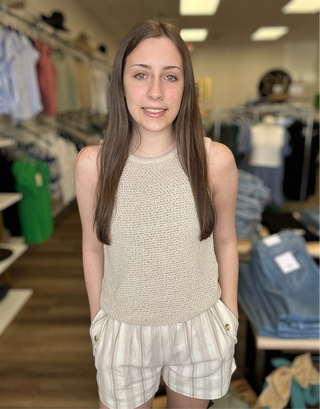 Soft Taupe Stripe Shorts - B3 Boutique, LLC