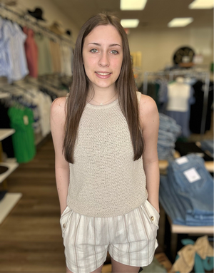 Soft Taupe Stripe Shorts