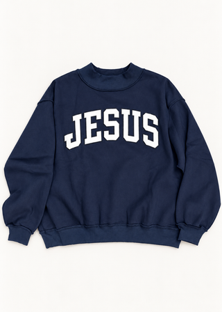 Jesus Navy Mock Neck