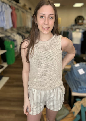 Soft Taupe Stripe Shorts