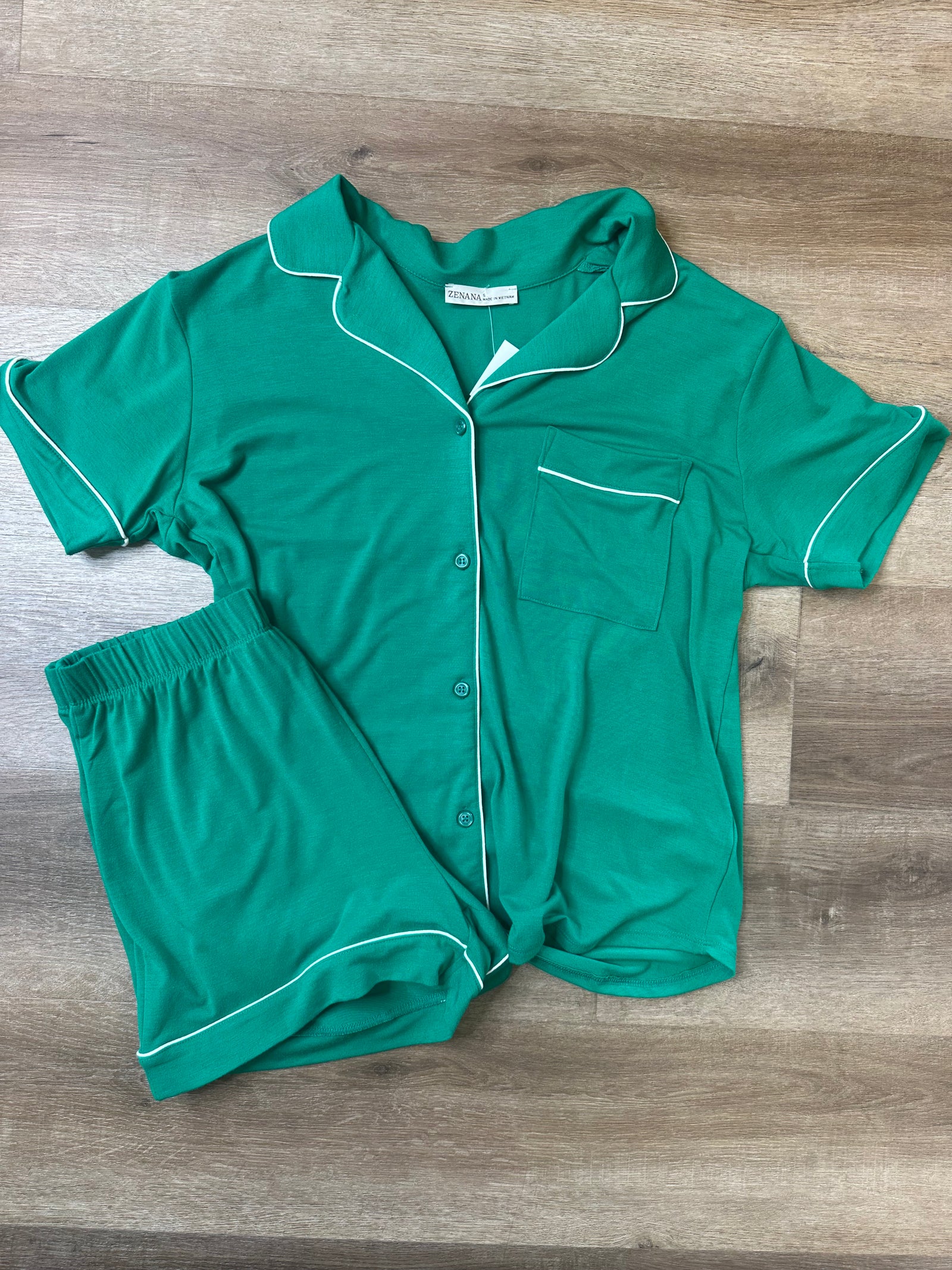Short Sleeve 2-Piece Pajama Set Green - B3 Boutique, LLC