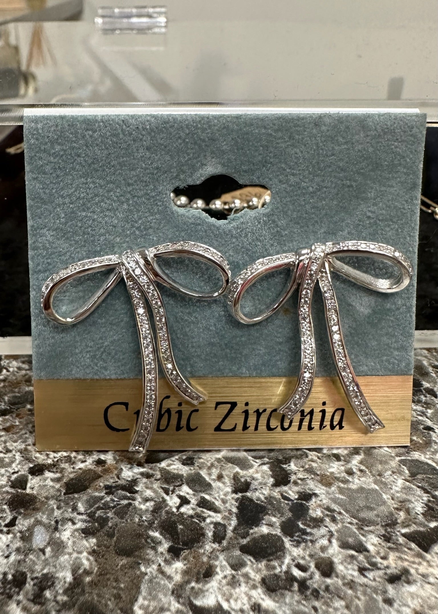 Cubic Zirconia Bow Earrings - B3 Boutique, LLC