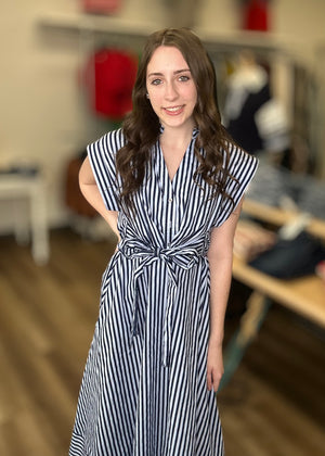 Navy/Light Blue Stripe Maxi Dress - B3 Boutique, LLC