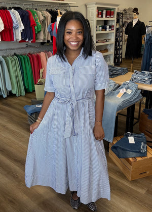Navy and White Stripe Shirt Dress