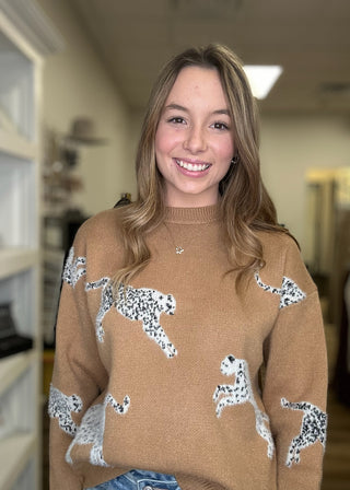 Camel Crew Neck Sweater - B3 Boutique, LLC