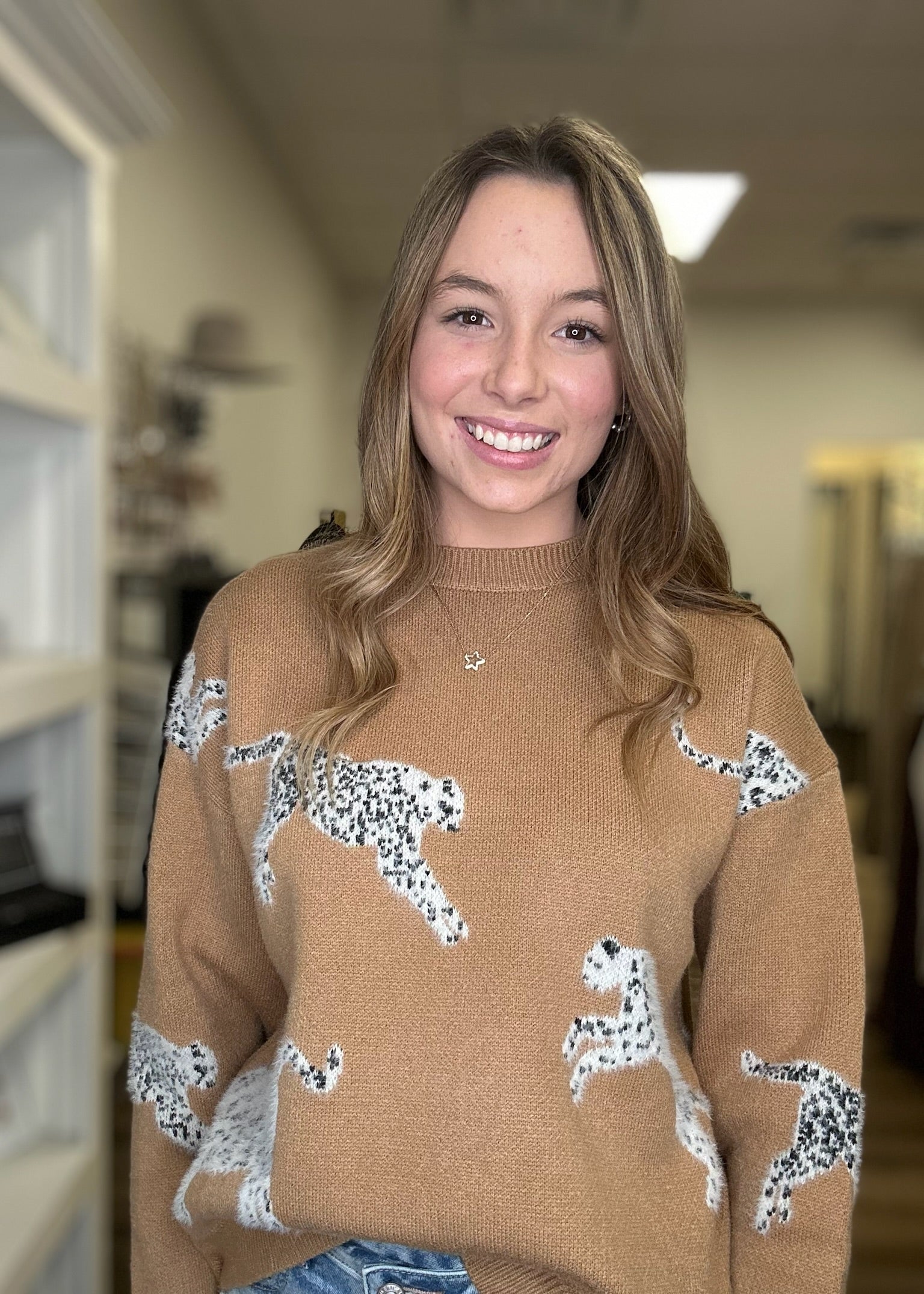 Camel Crew Neck Sweater - B3 Boutique, LLC