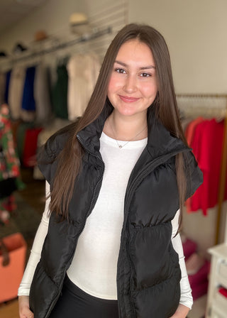 Black Puffer Vest - B3 Boutique, LLC