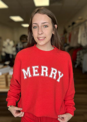 "Merry" Stencil Knit Graphic Top