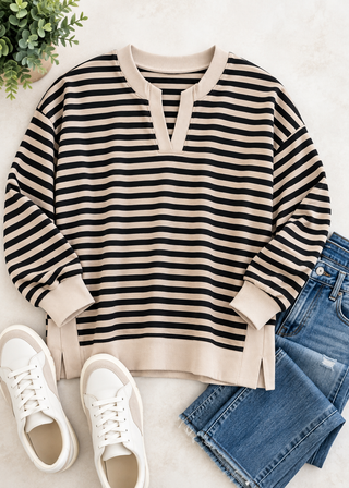 Black and Oatmeal Stripe Knit