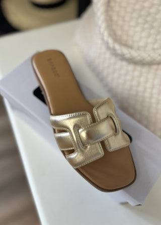 The Flint Gold Strap Sandal - B3 Boutique, LLC