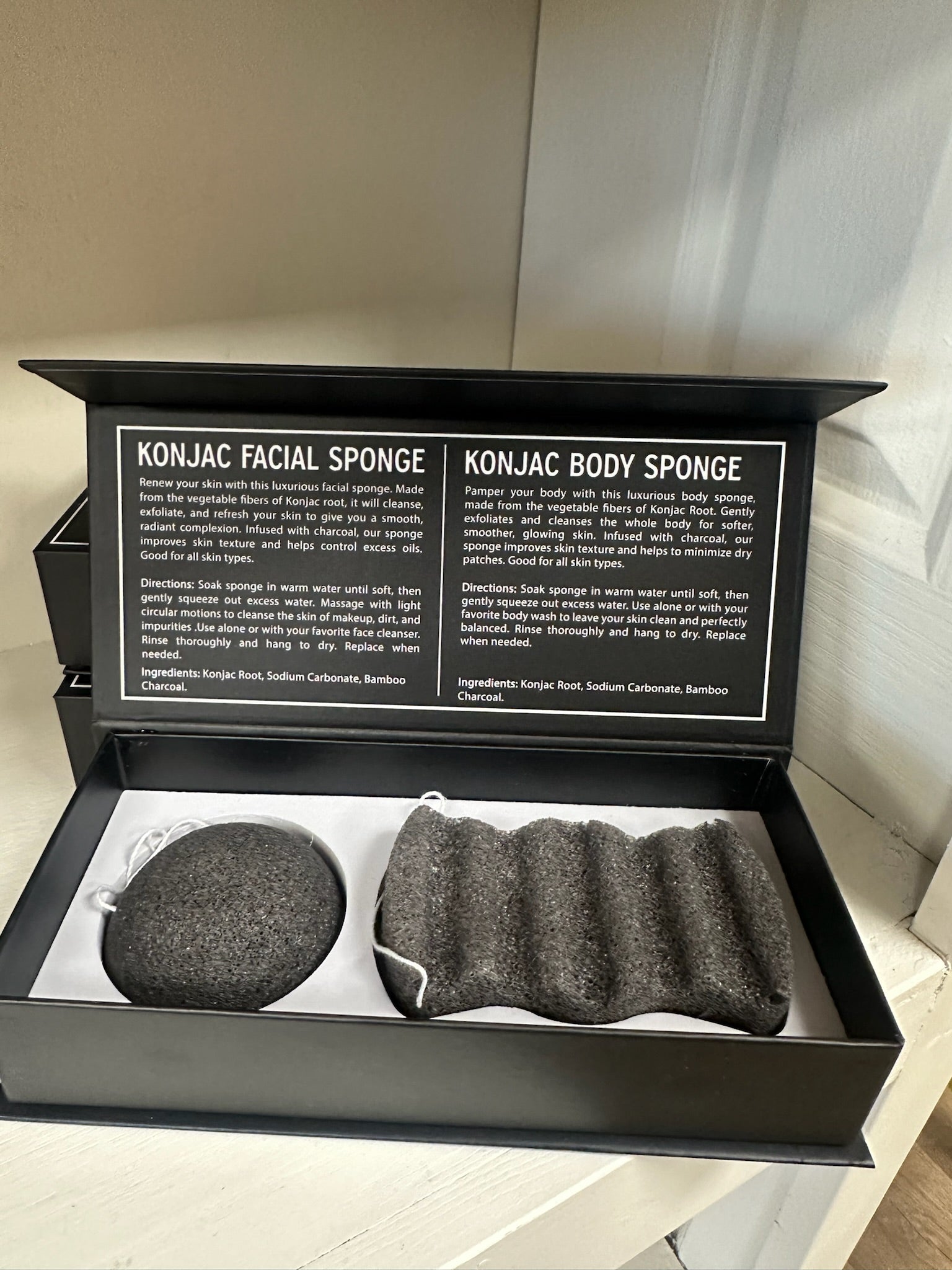 Konjac sponge set charcoal - B3 Boutique, LLC