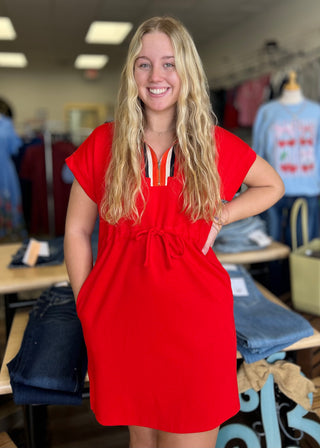 Red Casual Pullover Dress - B3 Boutique, LLC