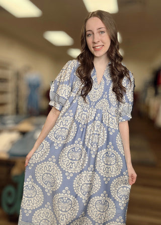 V-Neck Smocked Bodice Maxi - B3 Boutique, LLC