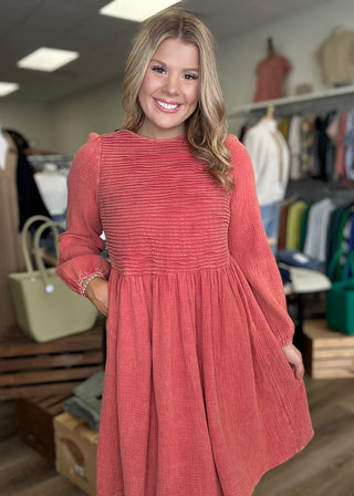 Rust Midi Dress - B3 Boutique, LLC