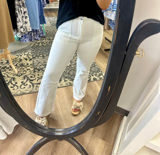 Risen High Rise White Ankle Flare - B3 Boutique, LLC
