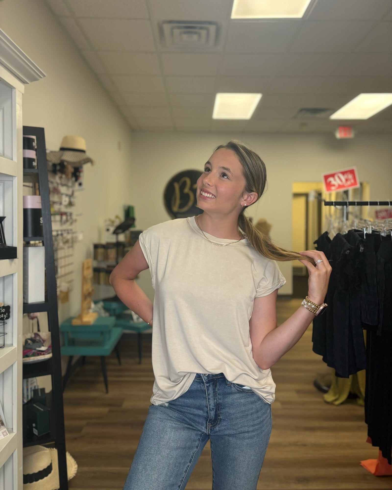 Ecru Detailed Back Top - B3 Boutique, LLC