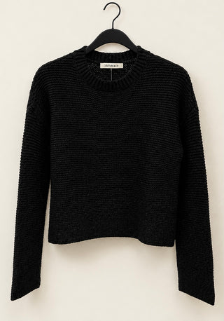 Black Textured Knit Sweater