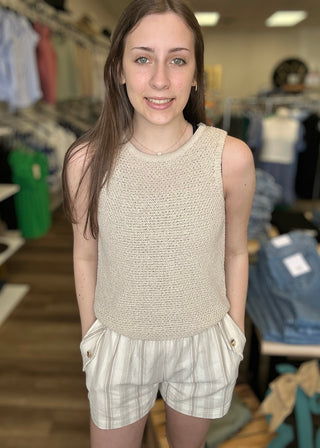 Soft Taupe Stripe Shorts - B3 Boutique, LLC