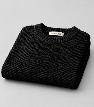Black Textured Knit Sweater