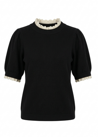 Black Ruffle Detail Sweater