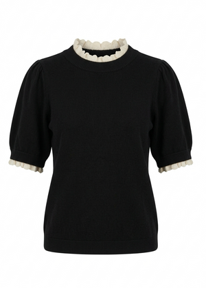 Black Ruffle Detail Sweater