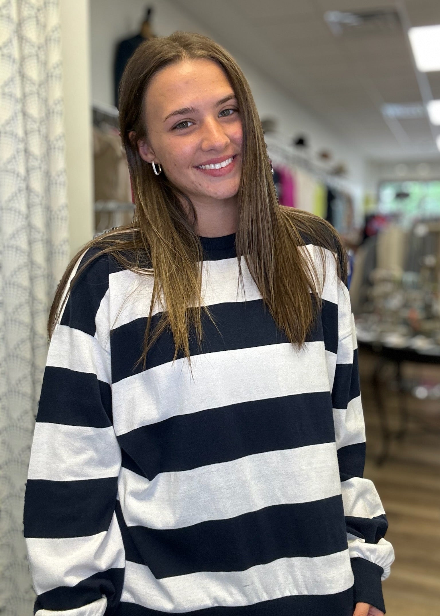 White/Navy Stripe Royce Top - B3 Boutique, LLC