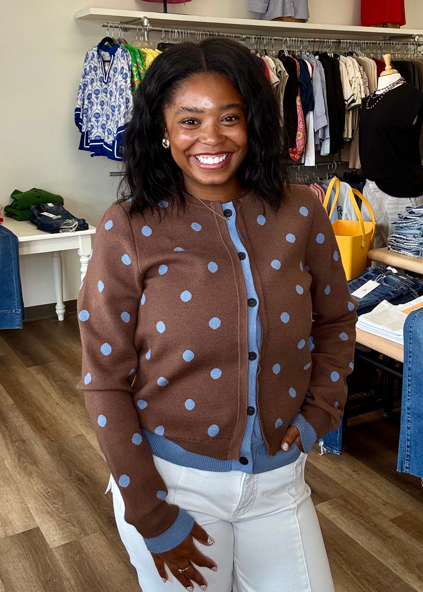 Brown Polka Dot Cardigan